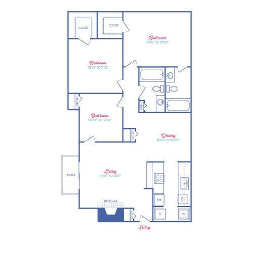 3 Beds • 2 Bath 21501 floor plan